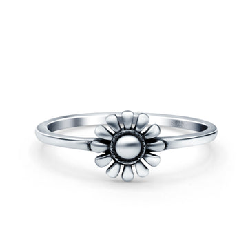 Daisy Band Oxidized Solid 925 Sterling Silver Thumb Ring (7mm)